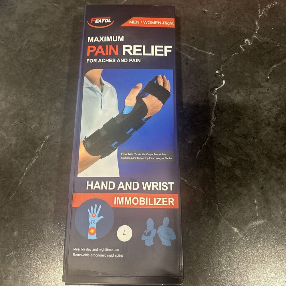FEATOL Wrist Brace for Carpal Tunnel, Strain. Adjustable Support, L Right